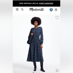 Madewell Bubble Sleeve Smocked Midi Dress in Floral